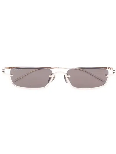 Gucci Slim Rectangular-frame Sunglasses In Gold