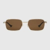 Gucci Rectangular-frame Sunglasses In Gold