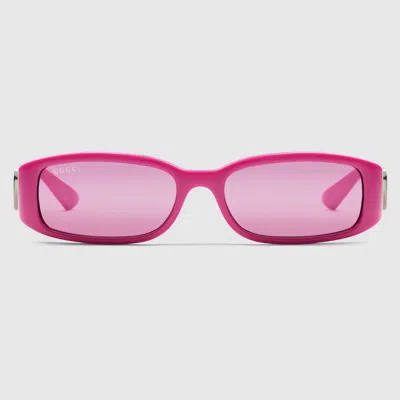Gucci Rectangular Frame Sunglasses In Pink