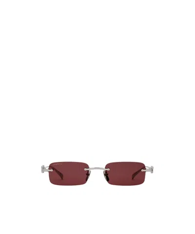 Gucci Rectangular Frame Sunglasses In Silver