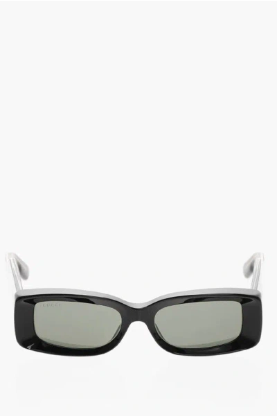 Gucci Rectangular Frame Sunglasses With Statement Design In Black