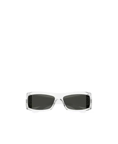 Gucci Rectangular Clear Frame Sunglasses In Metallic