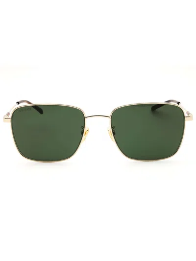 Gucci Rectangular Metal Sunglasses For Men In Green