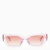 GUCCI GUCCI RECTANGULAR PINK/TRANSPARENT SUNGLASSES WOMEN