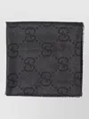 Gucci Rectangular Scarf Long Design Fringed Edges In Black