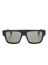 Gucci Black Rectangular Sunglasses In Black