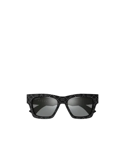 Gucci Rectangular Sunglasses In Black