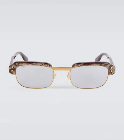 Gucci Eyewear Rectangular Frame Sunglasses In Brown