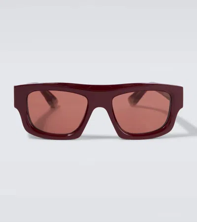 Gucci Rectangular Sunglasses In Burgundy