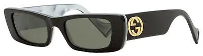 Pre-owned Gucci Rectangular Sunglasses Gg0516s 001 Black/gold/pearl 52mm 0516 In Gray
