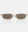 Gucci Rectangular Sunglasses In Gold-gold-brown
