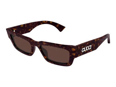 Pre-owned Gucci Rectangular Sunglasses In Havana Brown (gg1838s/002)