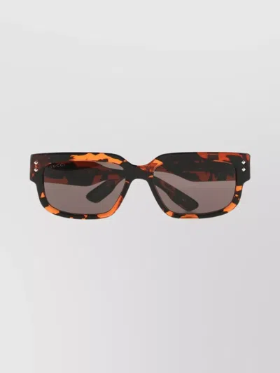 Gucci Rectangular Tortoiseshell Sunglasses Dark Lenses In Brown