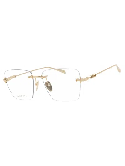 Gucci Rectangular Women's Eyeglasses In Gold