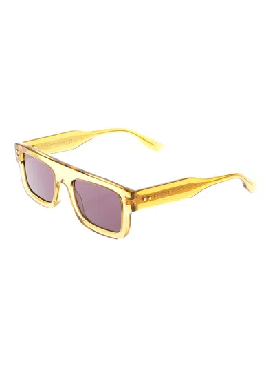 Gucci Rectangular Yellow Acetate Sunglasses In Multicolor