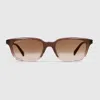 Gucci Rectangular-frame Sunglasses In Brown