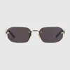 Gucci Rectangular Frame Sunglasses In Gold