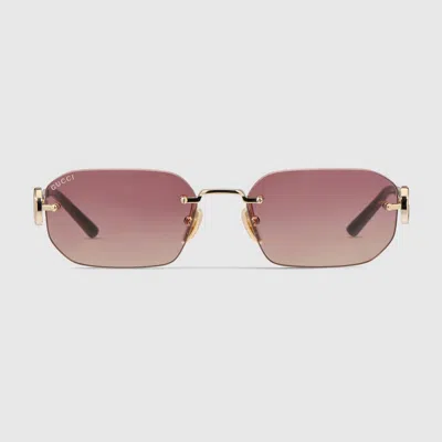 Gucci Rectangular-frame Sunglasses In Pink