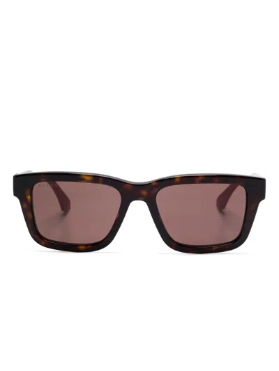 Gucci Rectangule-frame Sunglasses In 绿色