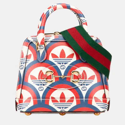 Pre-owned Gucci Red Adidas Mini Leather Horsebit 1955 Top Handle Bag