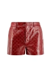 GUCCI RED ANCHOR LEATHER SHORTS WITH GG MOTIF