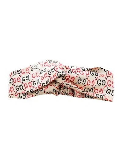 Pre-owned Gucci Red And Black Double Gg Headband