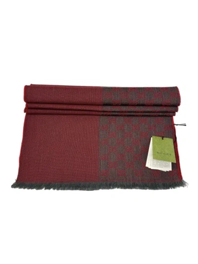 Gucci Red And Gray Gg Scarf In Burgundy