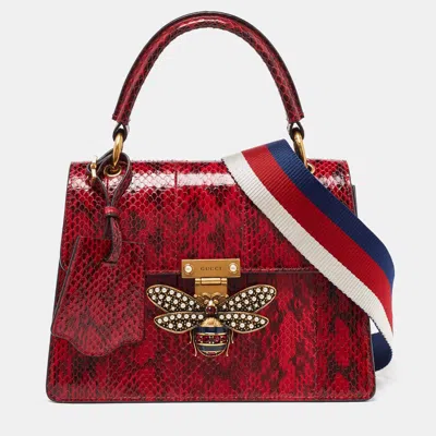 Pre-owned Gucci Red Ayers Small Queen Margaret Top Handle Bag