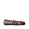 Gucci Net Nappa Triple-strap Horsebit Ballerina Flats In Red
