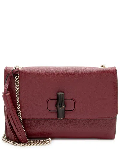 Gucci Red Bamboo & Pebbled Leather Miss Bamboo Medium Crossbody (authentic Pre-loved)
