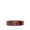 Gucci Interlocking G Buckle Leather Belt In Burgundy