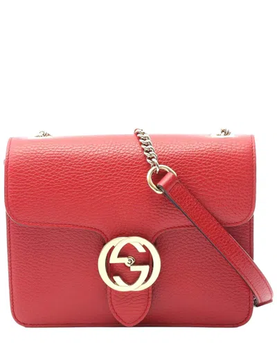 Gucci Red Calfskin Interlocking G Shoulder Bag (authentic Pre-loved)