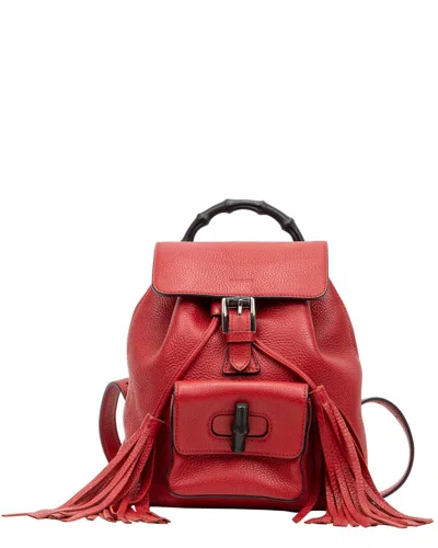 Gucci Red Calfskin Leather Bamboo Tassel Backpack (authentic Pre-loved)