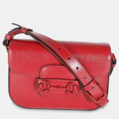 Pre-owned Gucci Red Calfskin Mini Horsebit 1955 Shoulder Bag