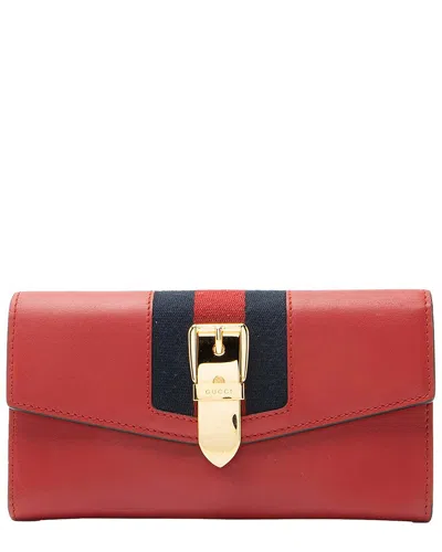 Gucci Red Calfskin Sylvie Continental Wallet (authentic Pre-loved)