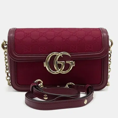 Pre-owned Gucci Red Canvas And Leather Go Small Shoulder Bag