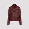 Gucci Biker Leather Jacket In Burgundy