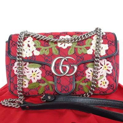 Pre-owned Gucci Red Color Gg Canvas Shoulder Bag ()