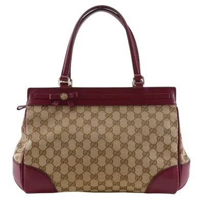 Pre-owned Gucci Red Color Gg Canvas Tote Bag ()