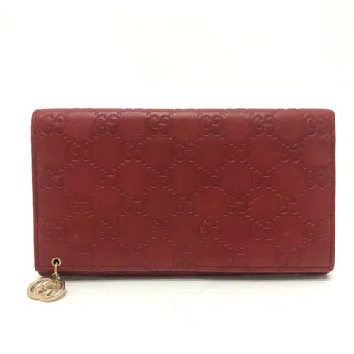 Pre-owned Gucci Red Color Gg Leather Long Wallet (bi-fold) ()