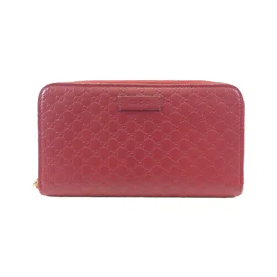 Pre-owned Gucci Red Color Gg Leather Long Wallet (bi-fold) ()