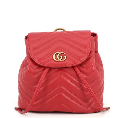 Pre-owned Gucci Red Color Leather Backpack Handbag ()