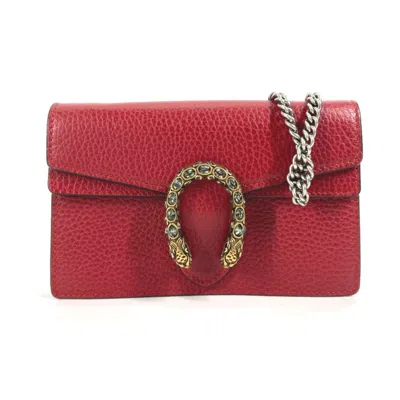 Pre-owned Gucci Red Color Leather Clutch Bag Pouch Shoulder Bag ()