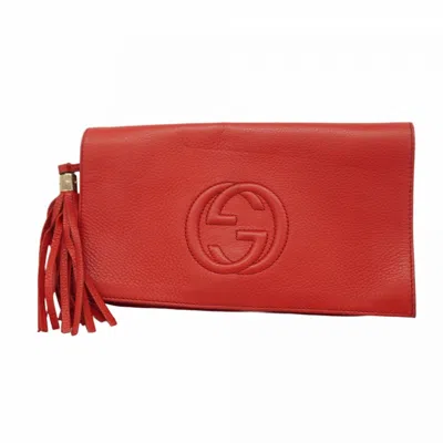 Pre-owned Gucci Red Color Leather Clutch Bag ()