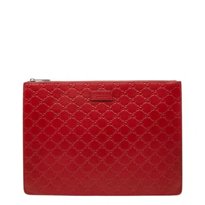 Pre-owned Gucci Red Color Leather Clutch Bag ()