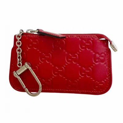 Pre-owned Gucci Red Color Leather Coin Purse/coin Case ()
