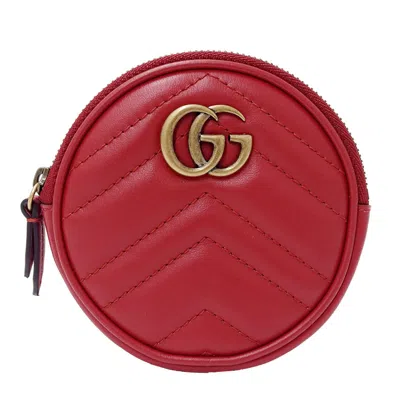 Pre-owned Gucci Red Color Leather Coin Purse/coin Case ()