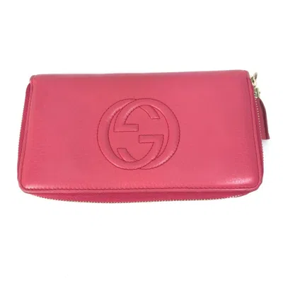 Pre-owned Gucci Red Color Leather Long Wallet (bi-fold) ()