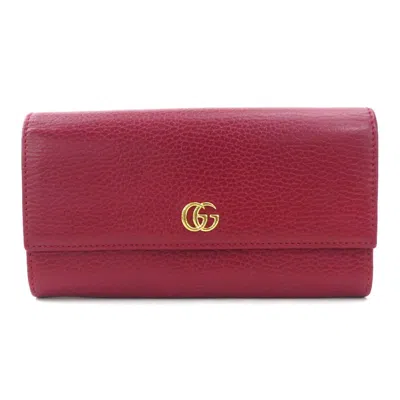 Pre-owned Gucci Red Color Leather Long Wallet (bi-fold) ()