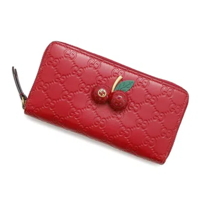 Pre-owned Gucci Red Color Leather Long Wallet (bi-fold) ()